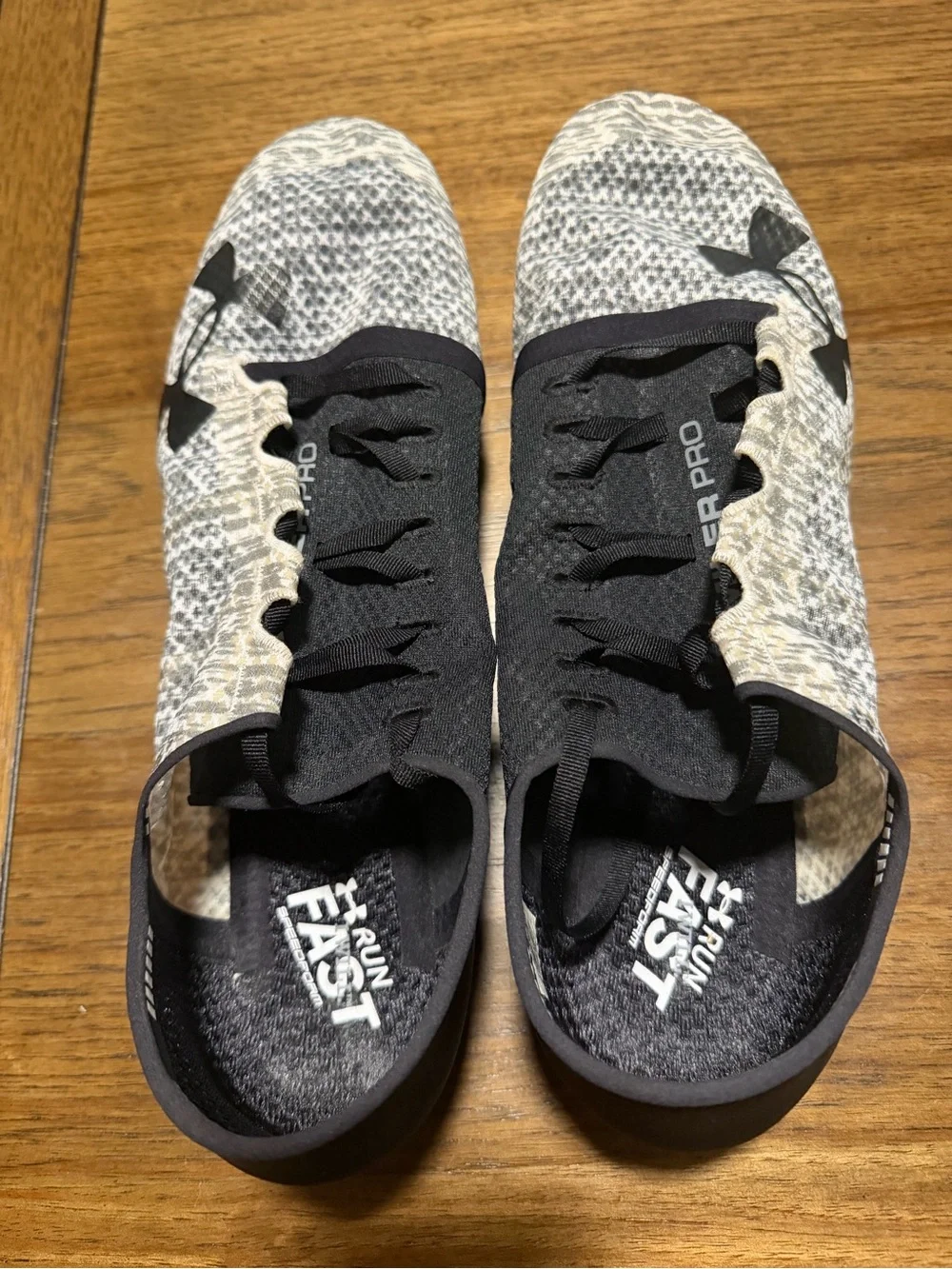 Under Armour Men’s Black and White Knit Athletic Shoes